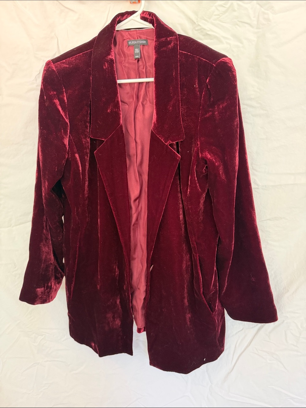 Eileen Fisher Burgundy Velvet Blazer – Size Medium